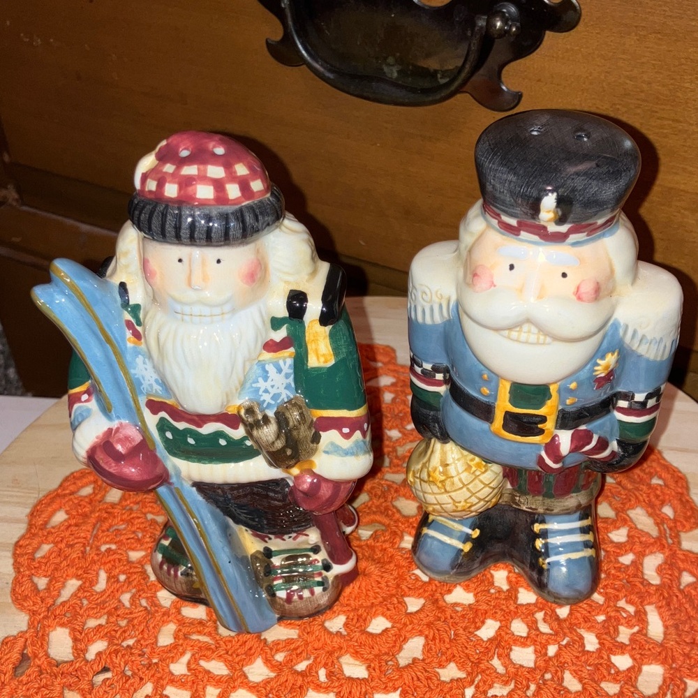 Sakura Holiday Nutcracker Salt & Pepper Shaker Set - Red, Blue, White